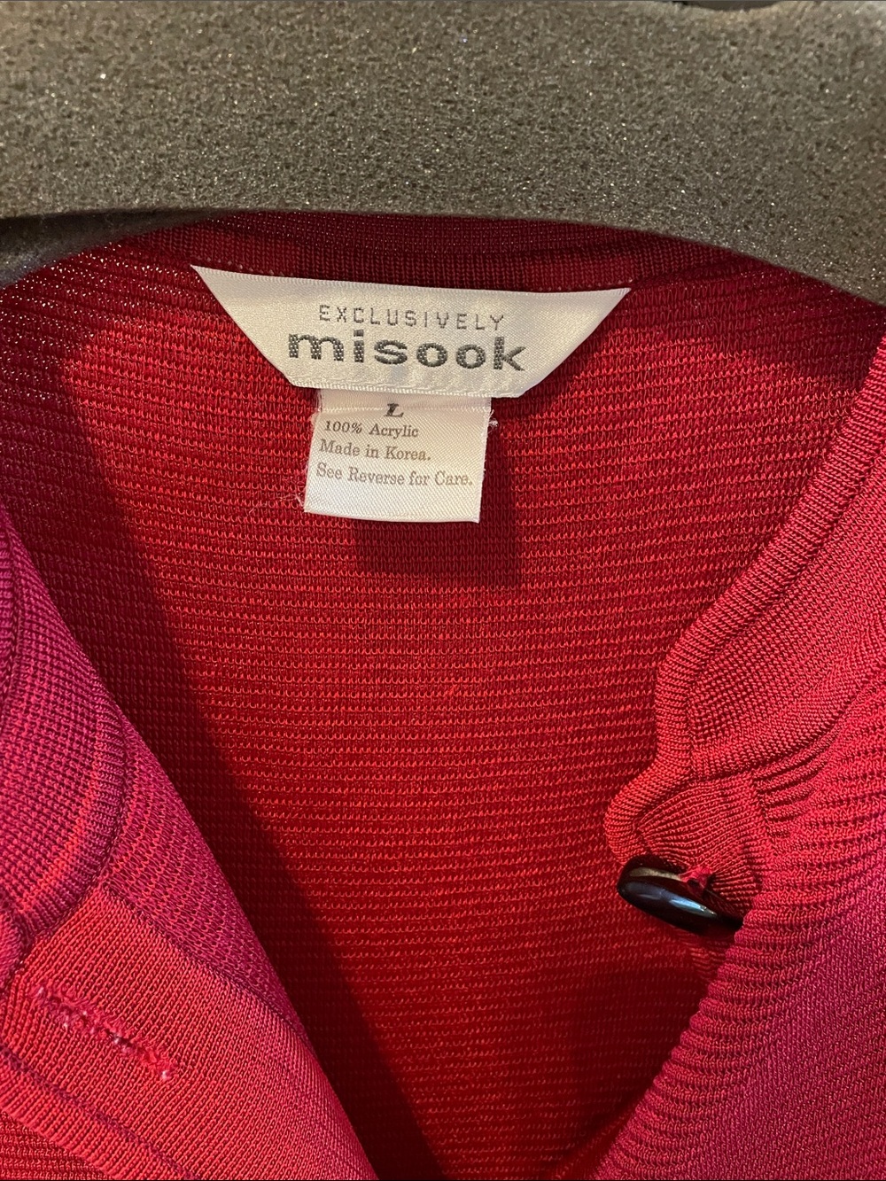 Misook Deep Red Long Ribbed Button Cardigan L - Picture 2 of 6